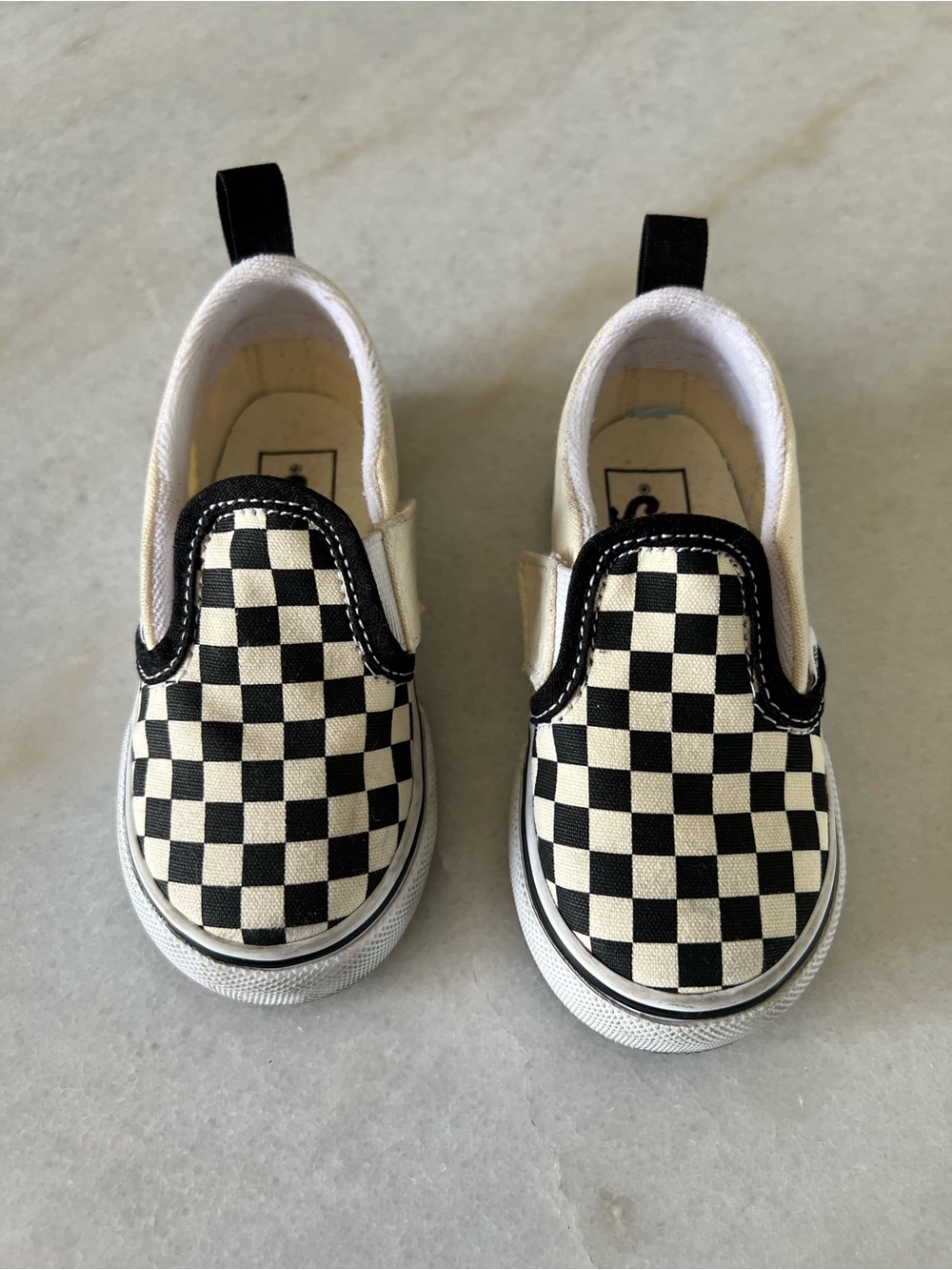 Vans Toddler Black and White Checkerboard Slip-On Sneakers - Picture 4 of 6